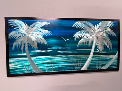Blue Waves Palm Scene PETE KOZA METAL ART