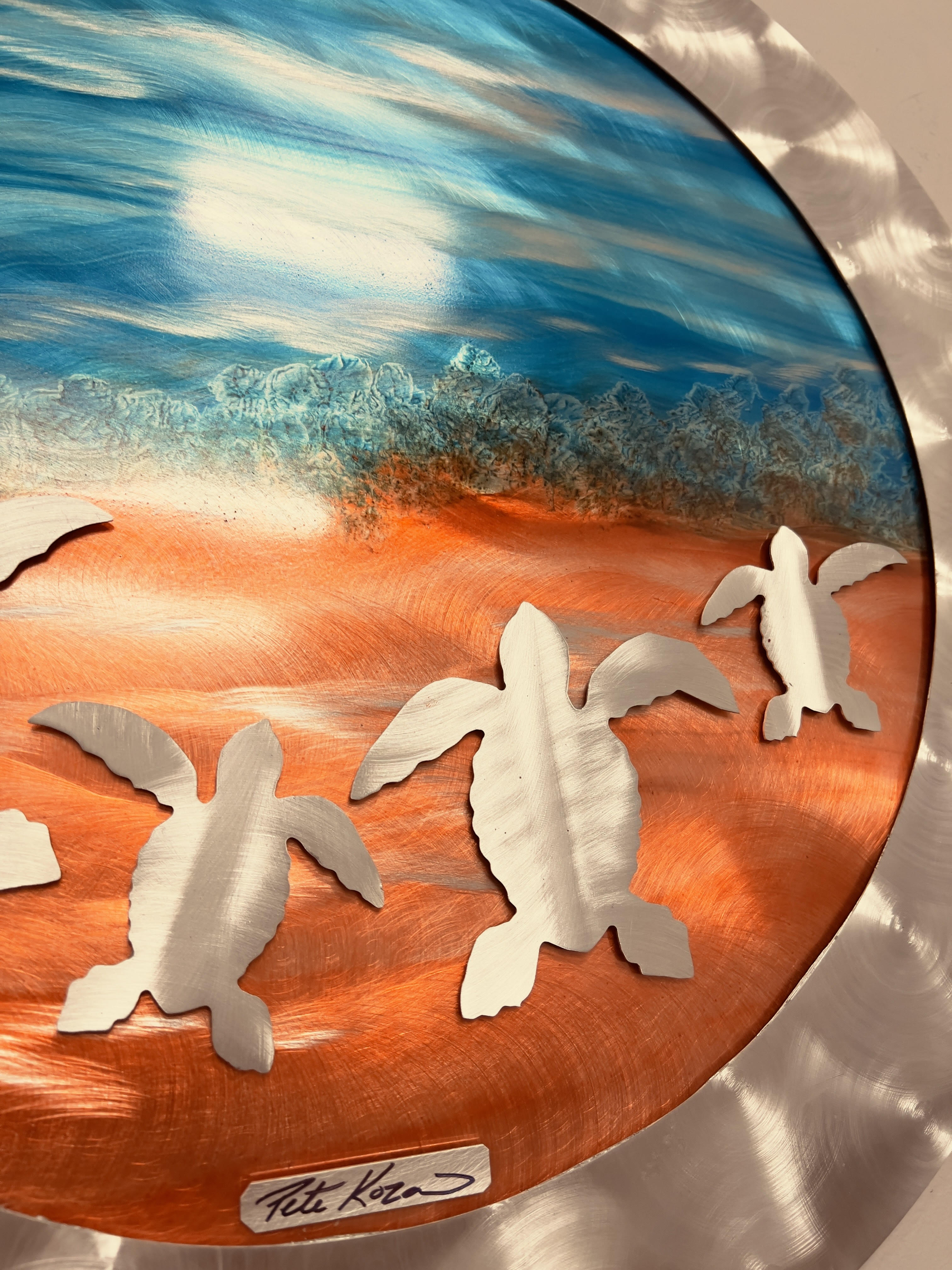 Circle Sea Turtle Scene PETE KOZA METAL ART