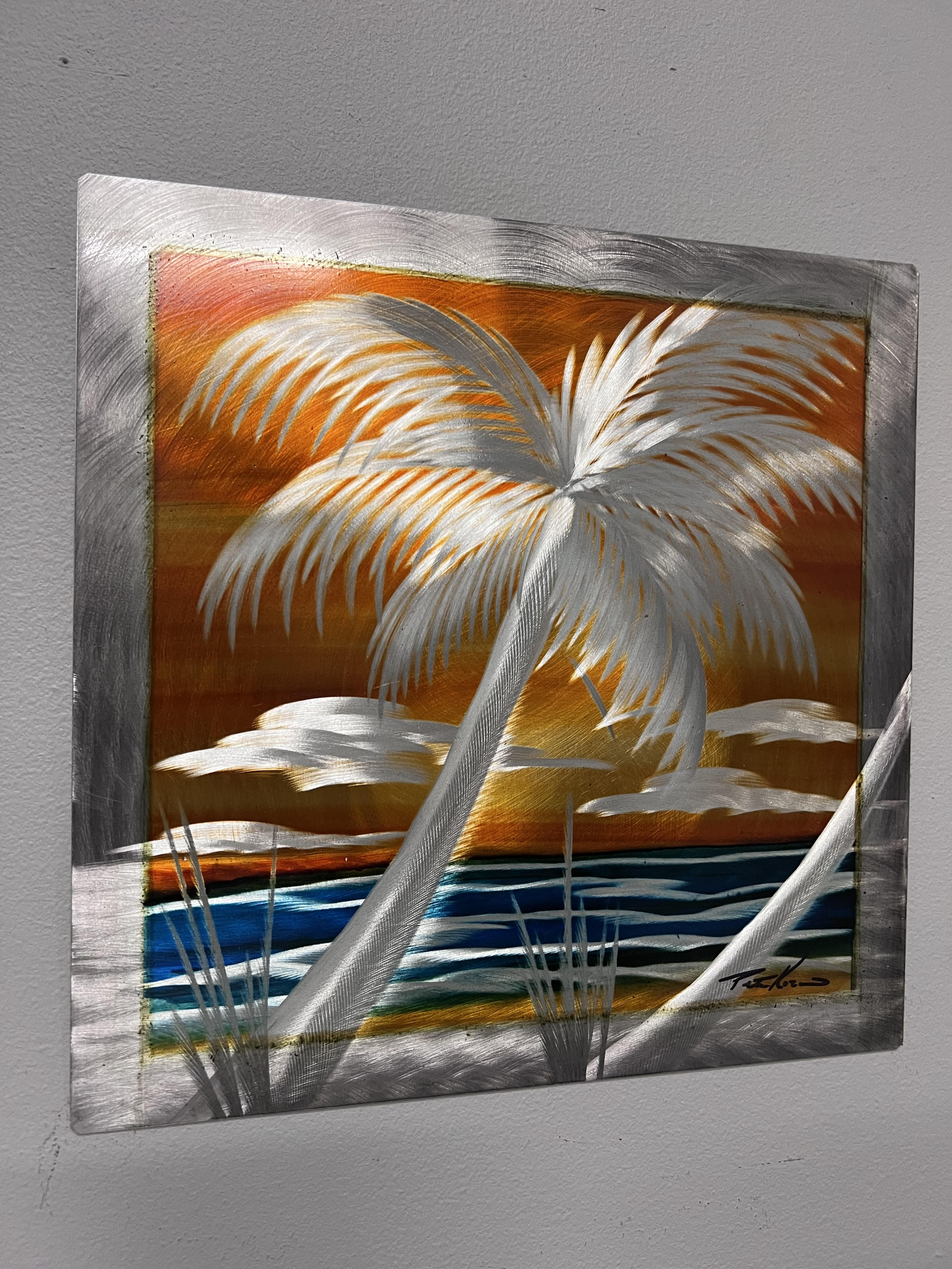Beach Crush Palm SMALL 12 X 12 INCH Pete Koza Metal Art