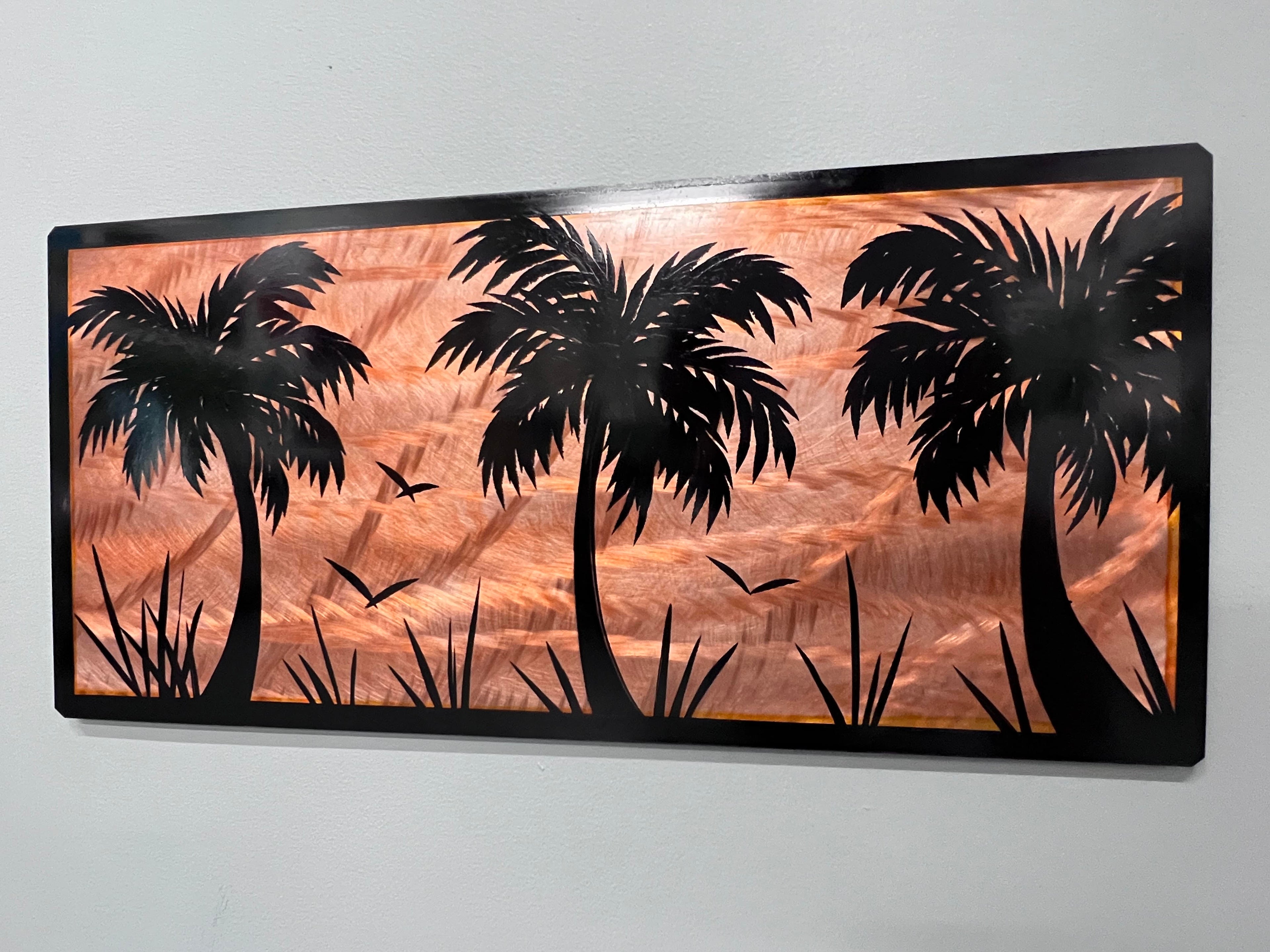 20% OFF! Gold Shadow Palm Scene PETE KOZA METAL ART