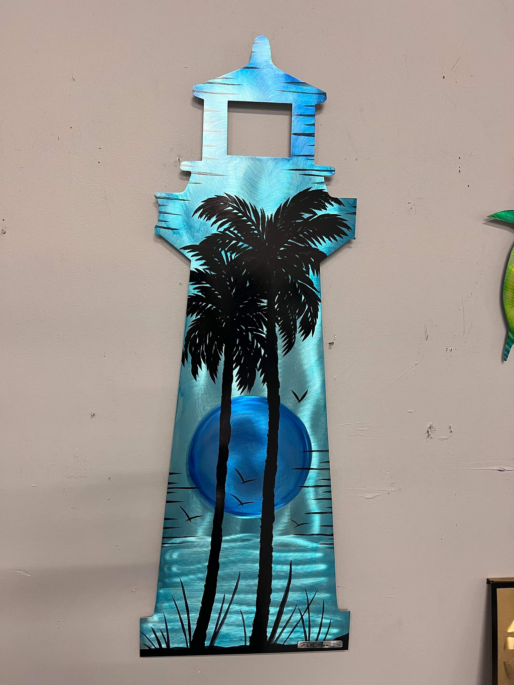 Midnight Blue Light House Pete Koza Metal Art