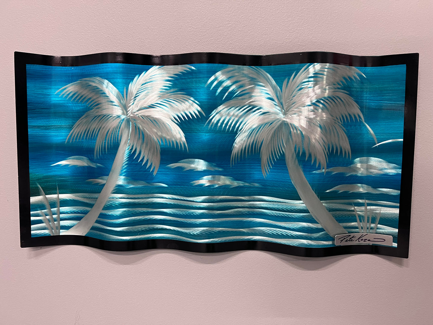 Ocean Blues Beach Palms Pete Koza Metal Art