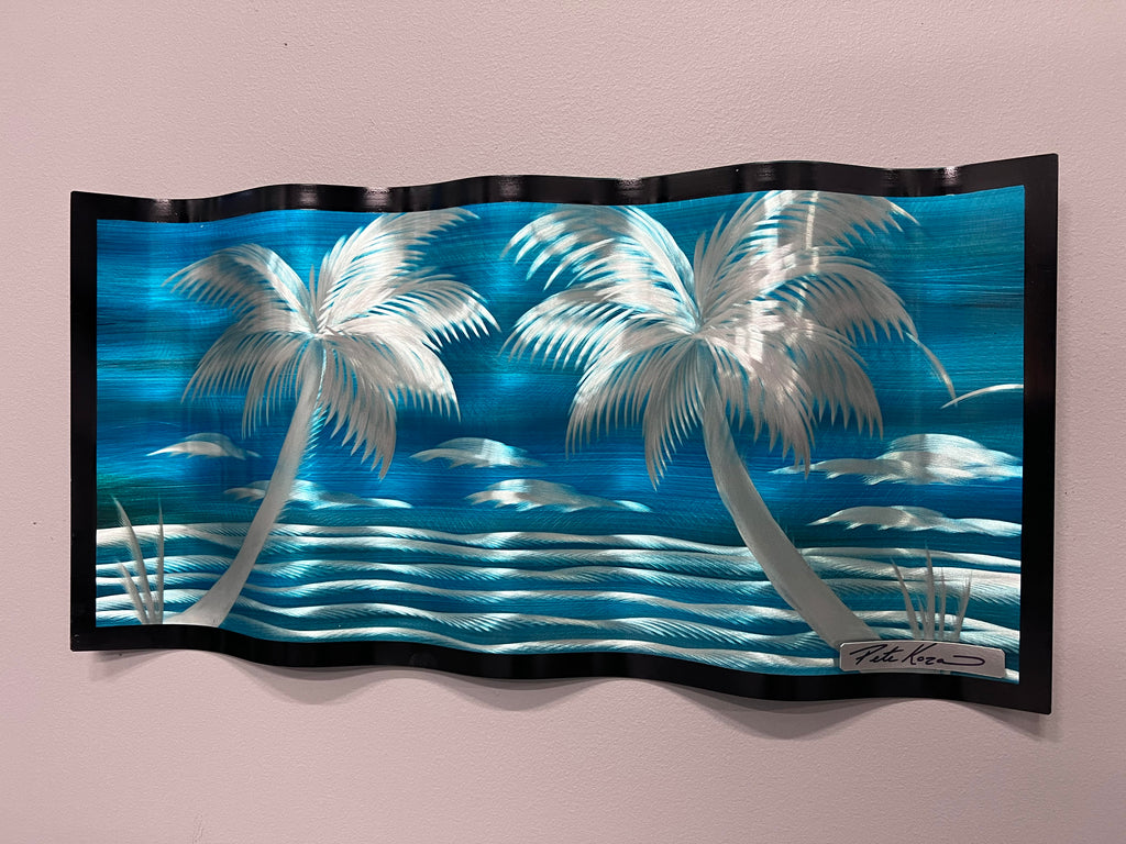 Ocean Blues Beach Palms Pete Koza Metal Art