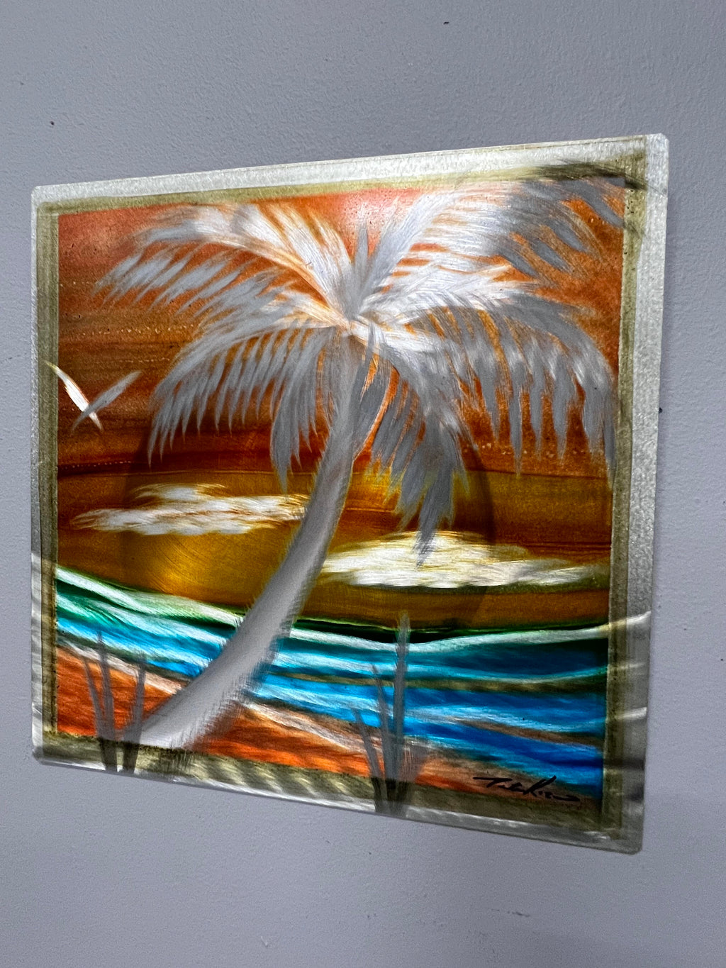 Wavy Day Palm Pete Koza Metal Art
