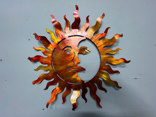 Sun/Moon Face Pete Koza Metal Art