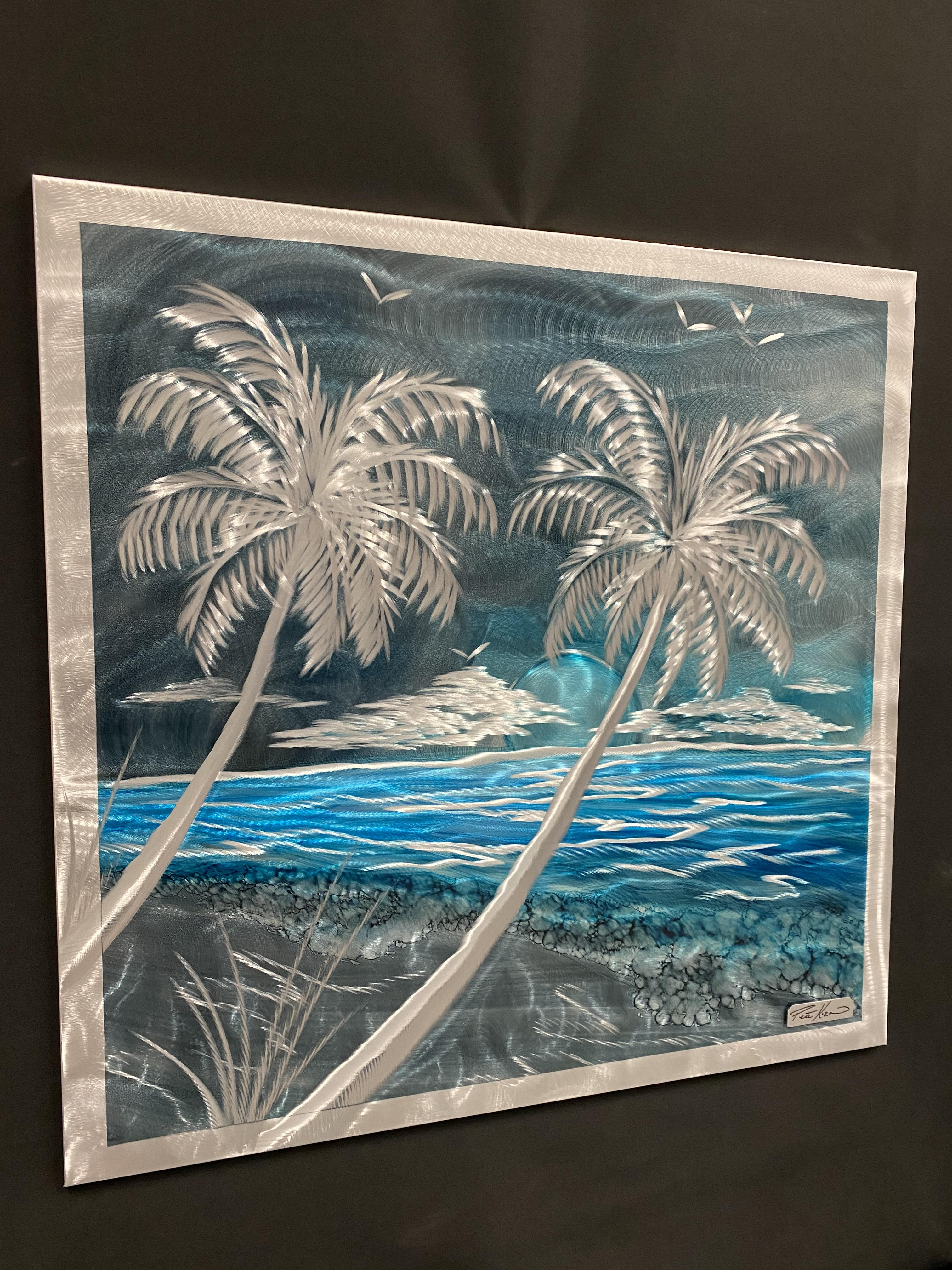 Grey/Dark Vibrant Palm Beach "One Of A Kind" PETE KOZA METAL ART