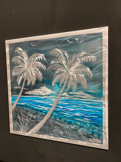 Grey/Dark Vibrant Palm Beach "One Of A Kind" PETE KOZA METAL ART