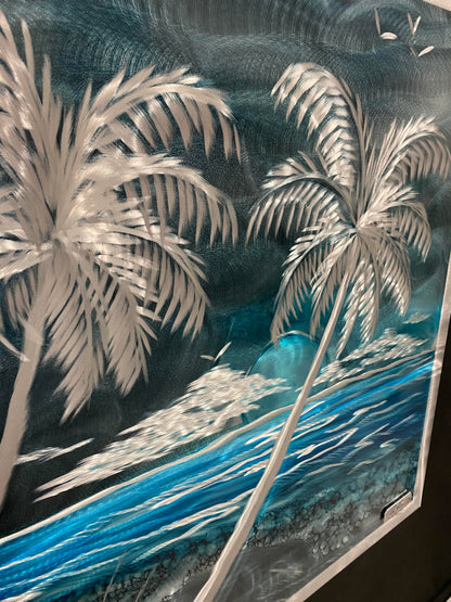 Grey/Dark Vibrant Palm Beach "One Of A Kind" PETE KOZA METAL ART