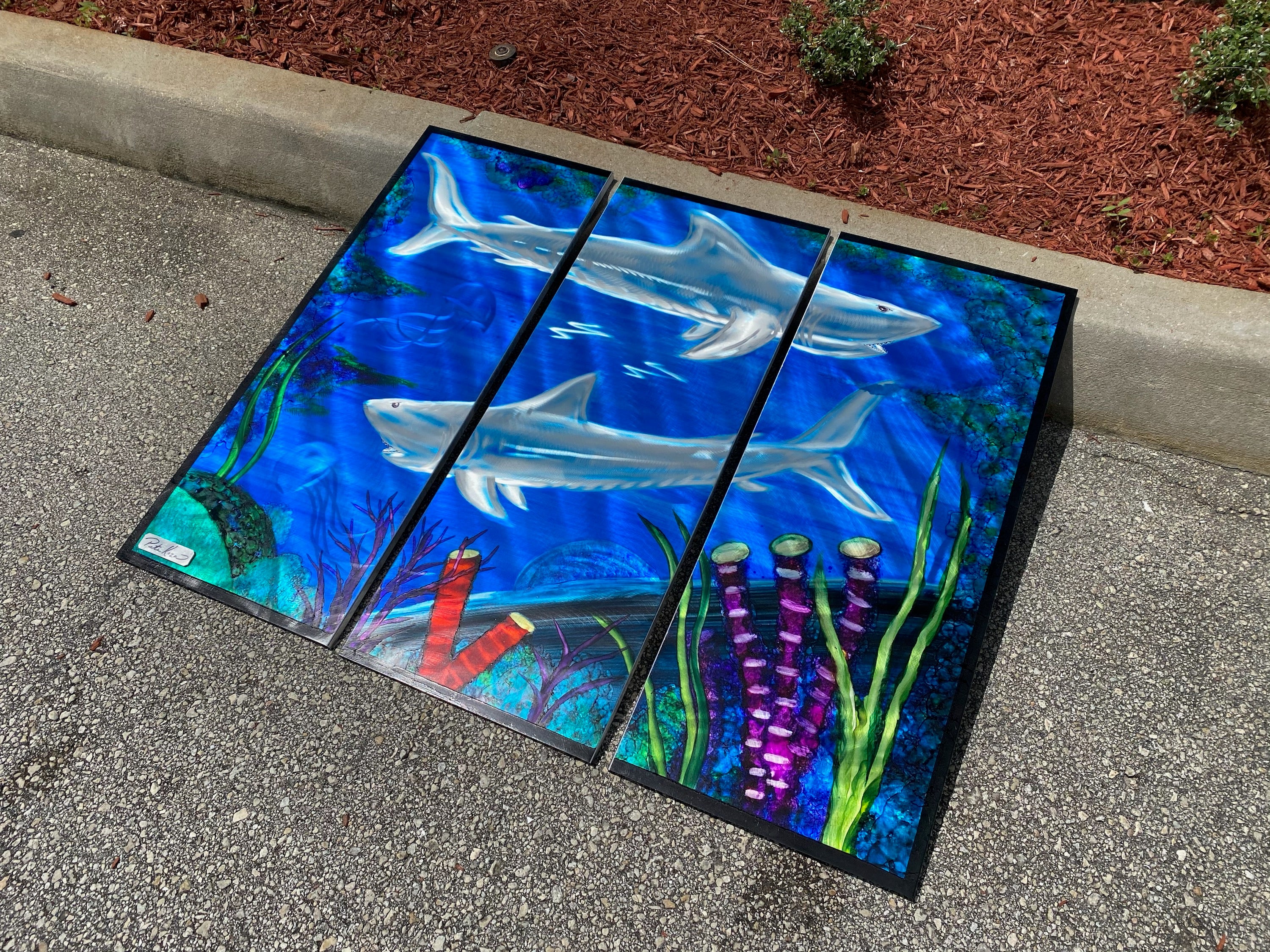 Shark Reef 3 panel set PETE KOZA METAL ART 2