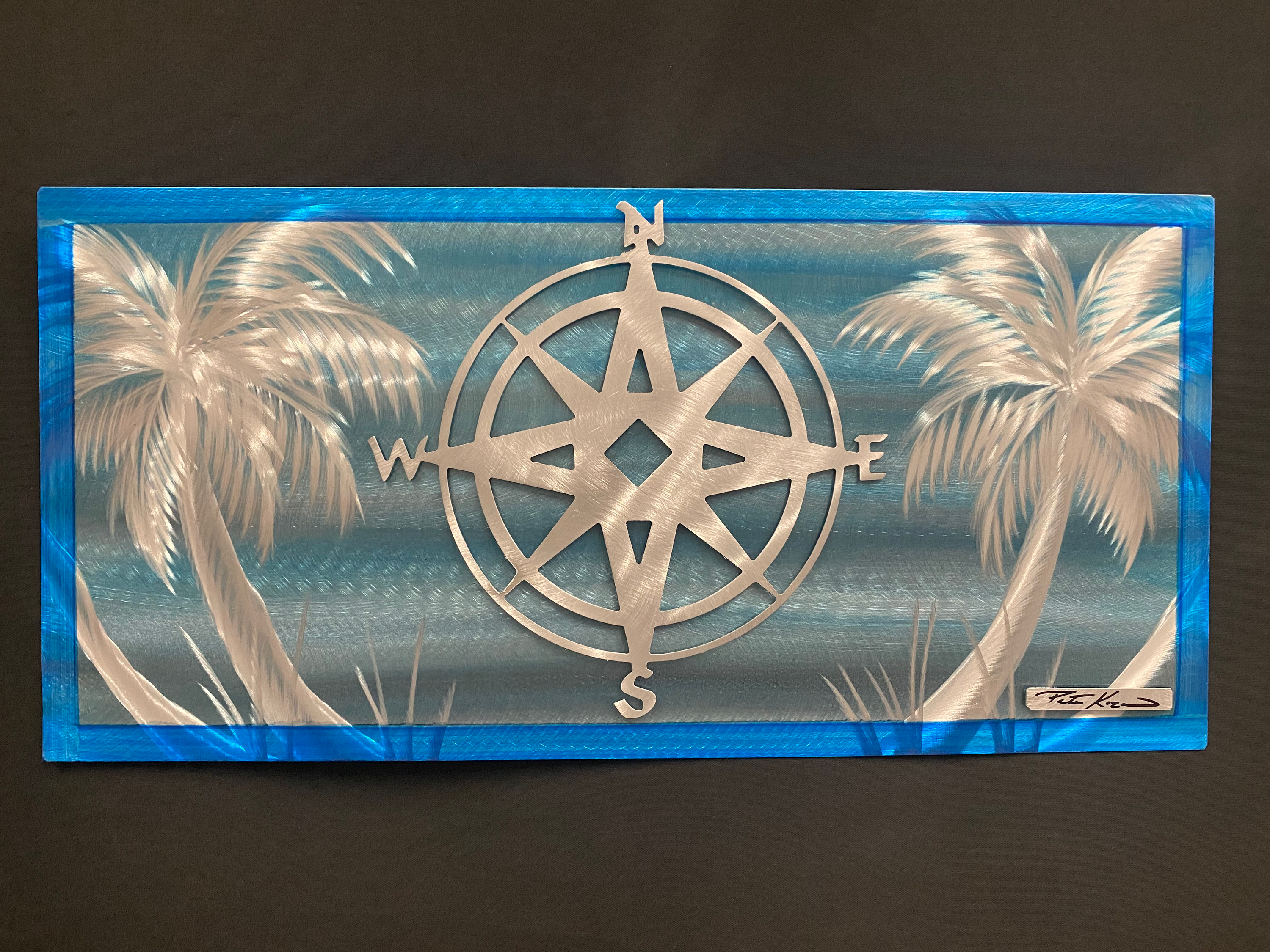 Silver Compass Palm Scenes PETE KOZA METAL ART