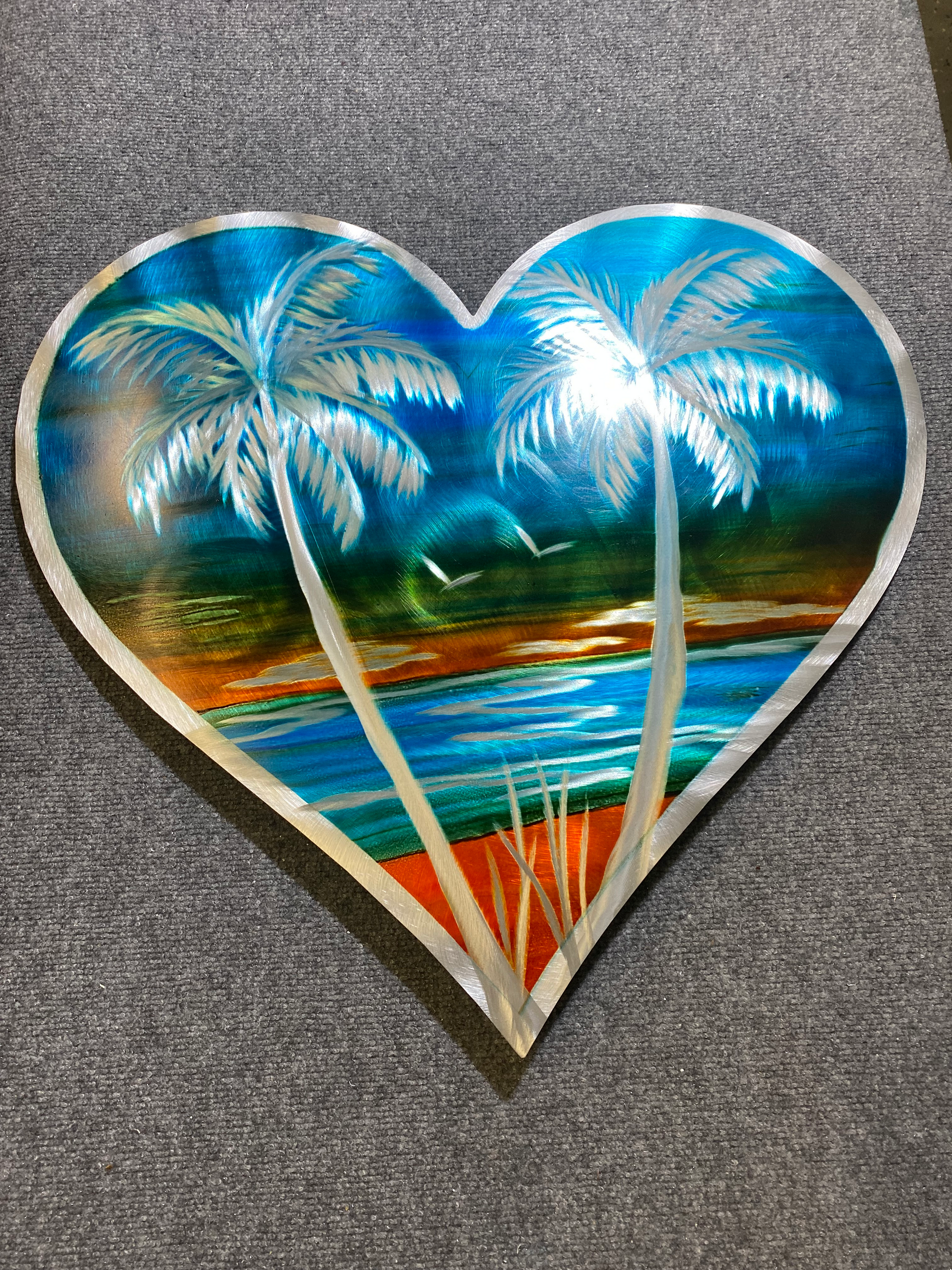 Tropical Blue Love Heart PETE KOZA METAL ART