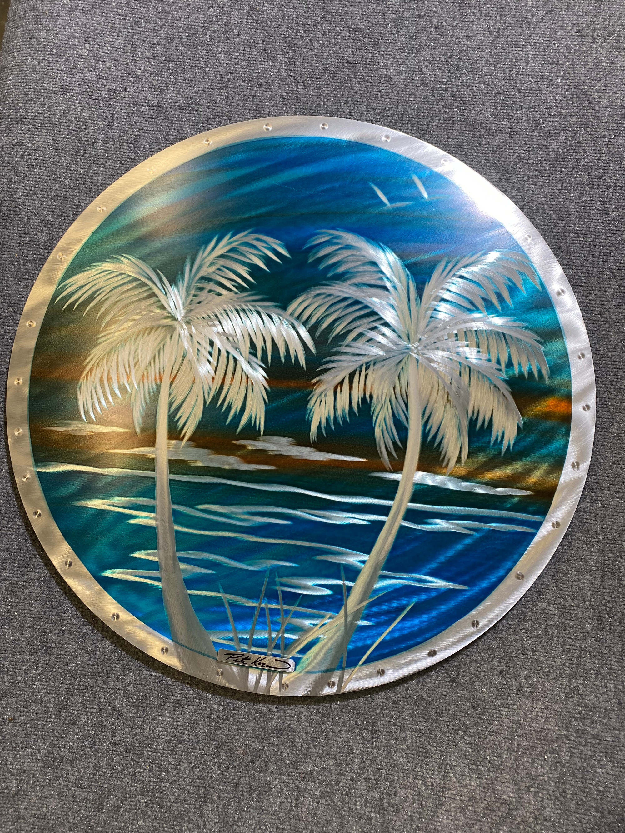 20% OFF! Tropical Blue Circle Palms PETE KOZA METAL ART