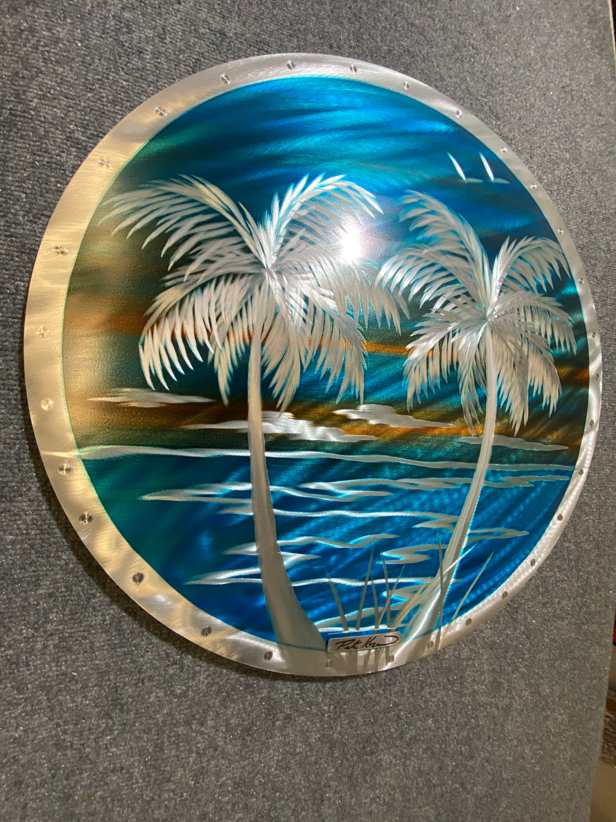 20% OFF! Tropical Blue Circle Palms PETE KOZA METAL ART