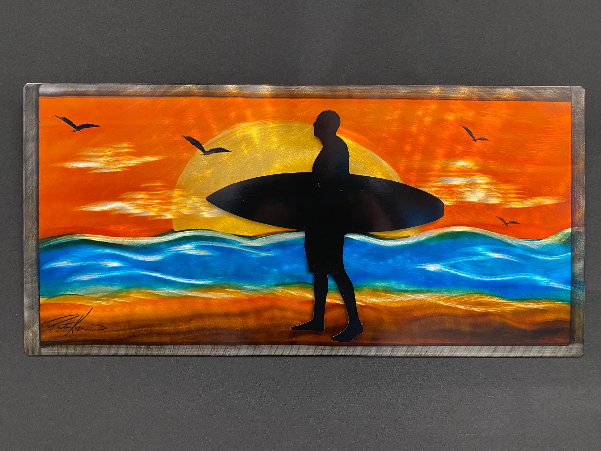 Surf Dude Sunrise Pete Koza Metal Art