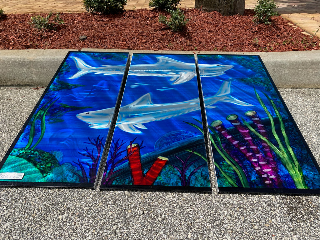 Shark Reef 3 panel set PETE KOZA METAL ART 2