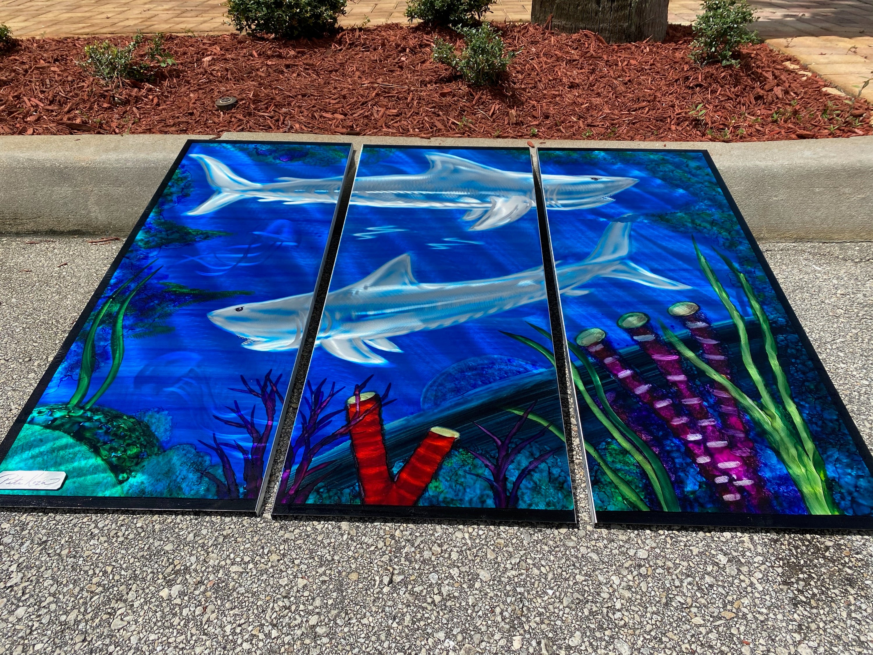 Shark Reef 3 panel set PETE KOZA METAL ART 2