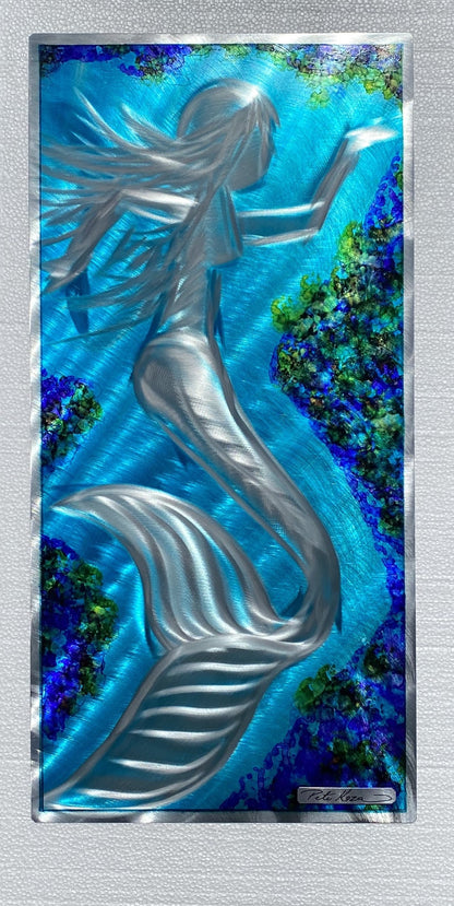 Hand Etched Mermaid PETE KOZA METAL ART