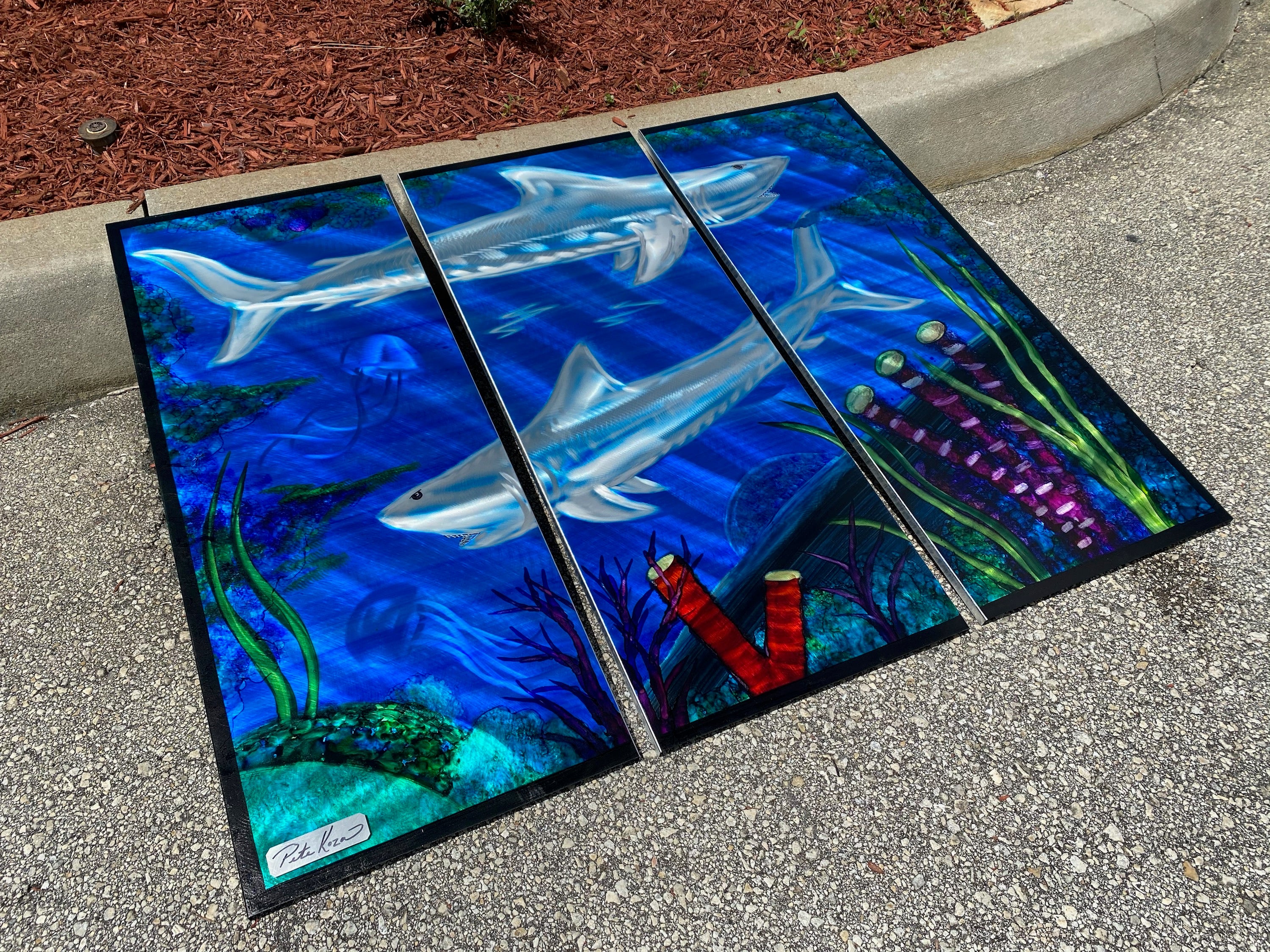 Shark Reef 3 panel set PETE KOZA METAL ART 2