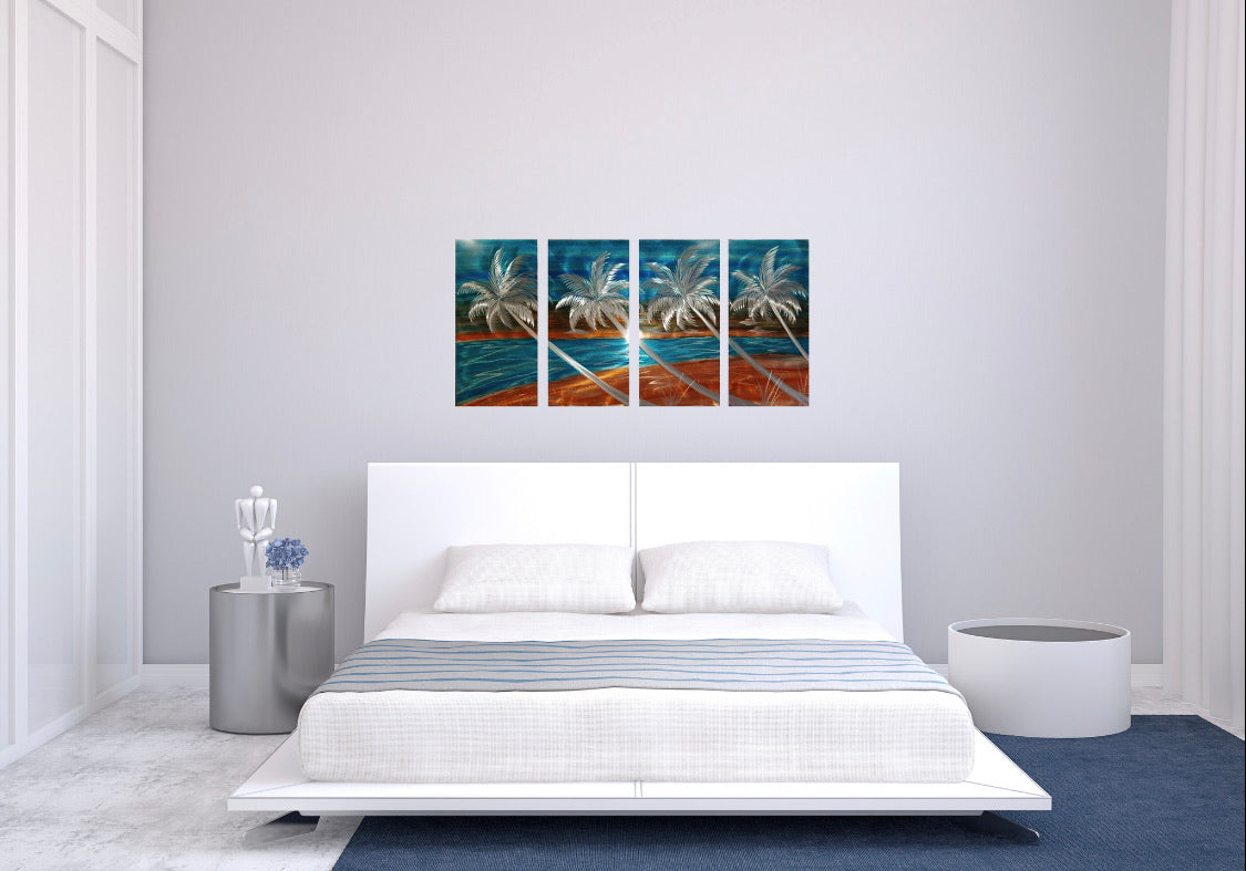 4 Panel Beach Vibe PETE KOZA METAL ART 2