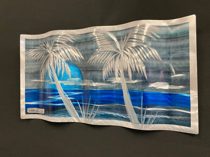 Blue Moon Palms Ripple Effect Pete Koza Metal Art
