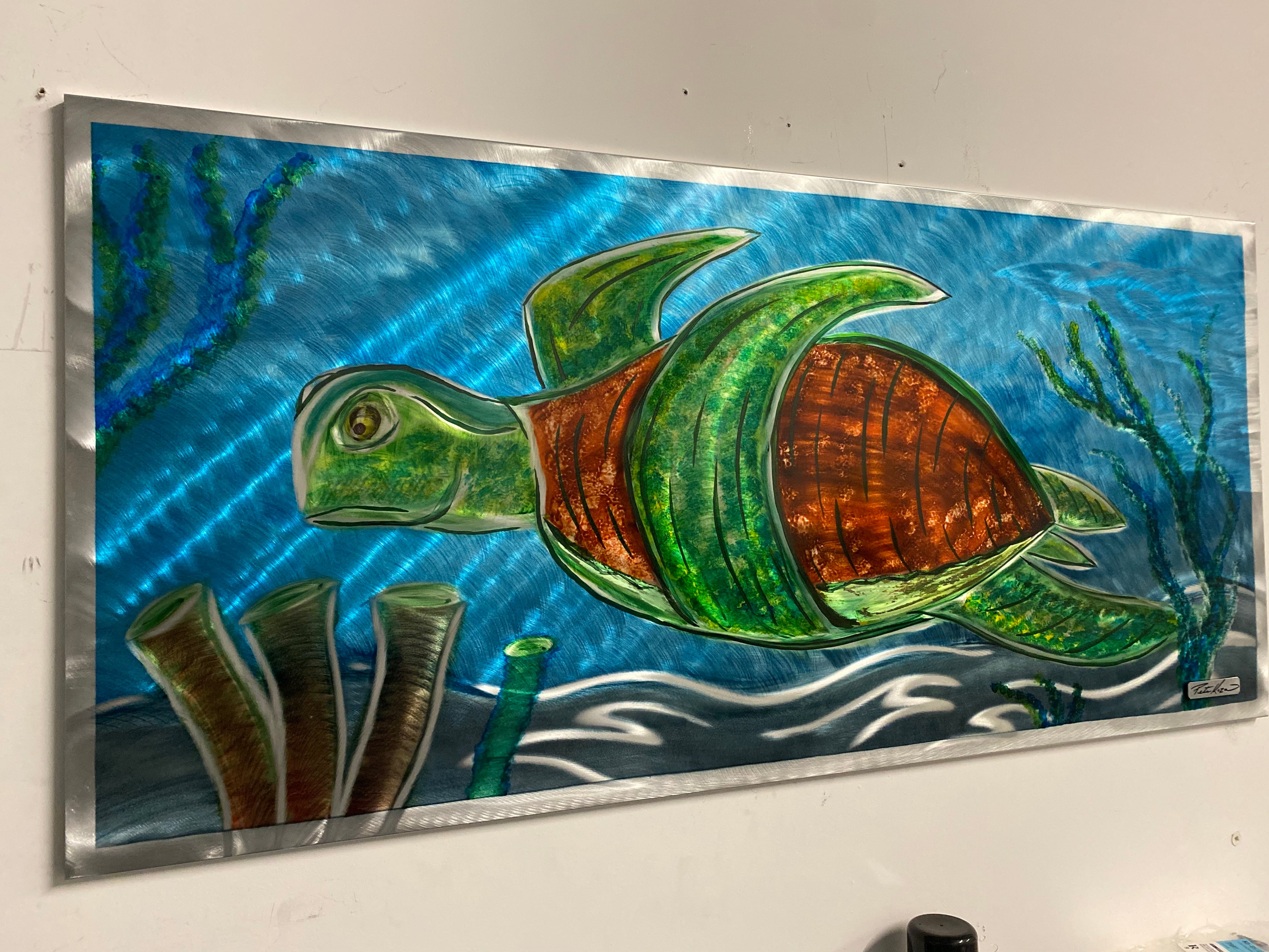 Sea Turtle 2' by 4' PETE KOZA METAL ART