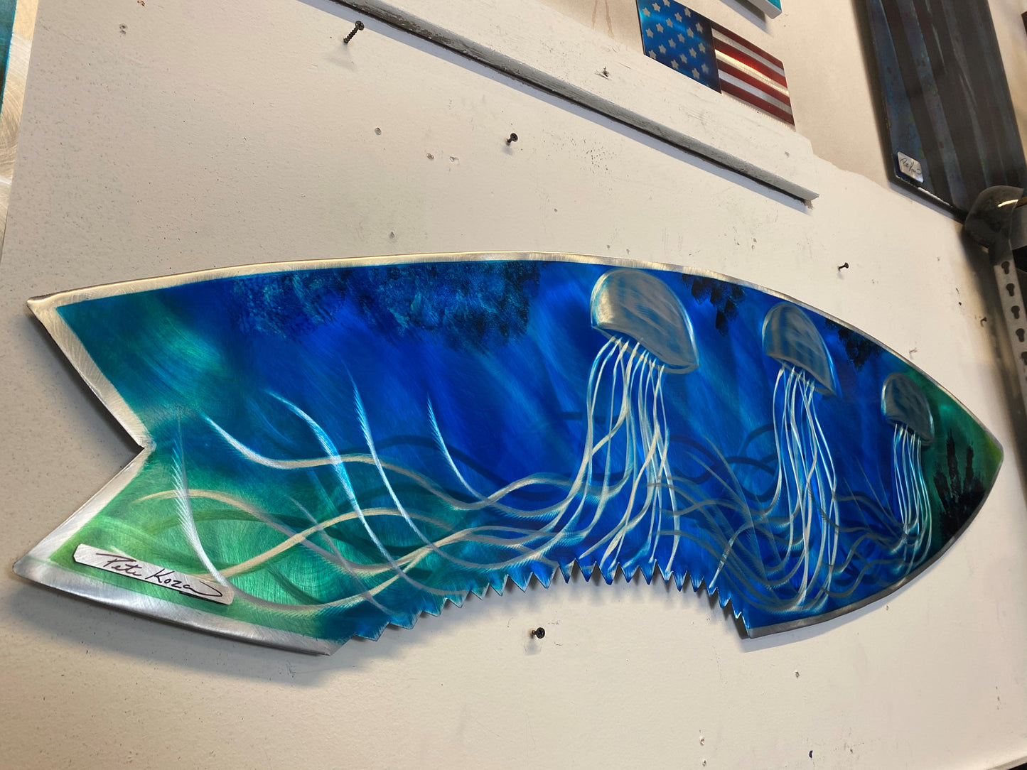 Sharkbite Jellyfish Surfboard PETE KOZA METAL ART